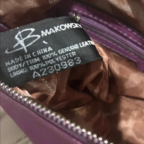 B Makowsky Purple Soft Leather Women's Bag with Silver Hardware NWOT
